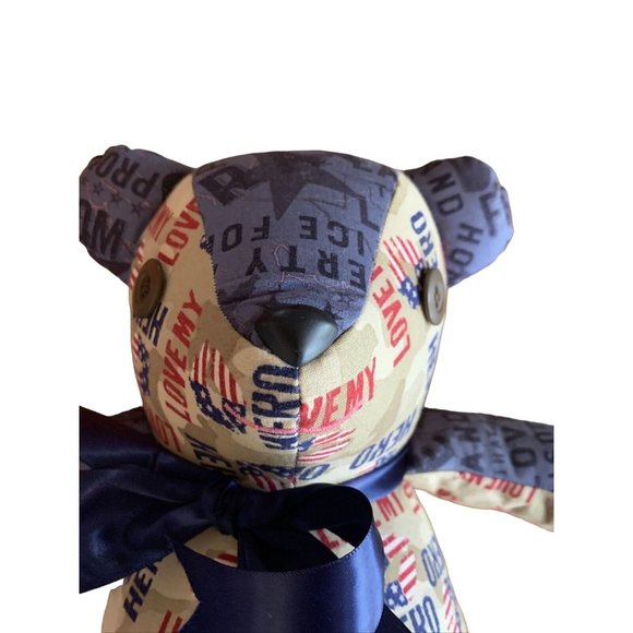 Love My Hero Veterans Plush Teddy Bear 18” Handmade By A VITAS Volunteer - Picture 2 of 8
